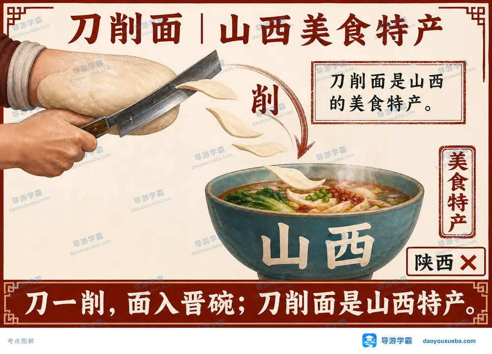 山西传统面食名吃刀削面考点图（导游学霸·科四山西）