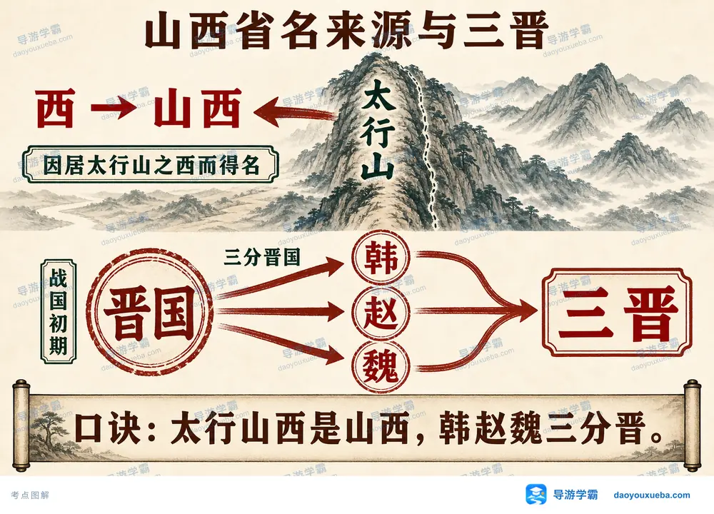 山西省名来源与三晋历史渊源考点图(导游学霸·科四山西)