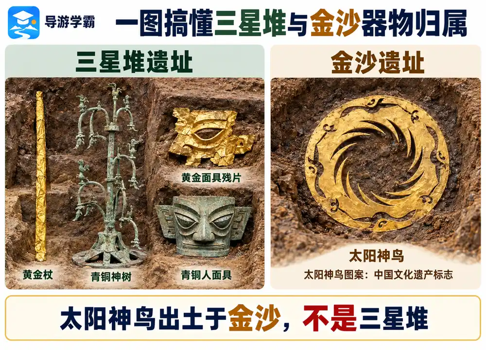 三星堆与金沙器物归属考点图(导游学霸·科四四川)