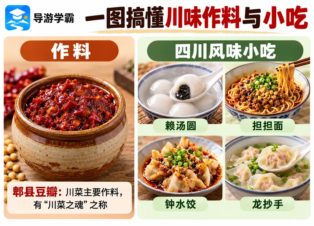 川菜之魂与四川风味小吃考点图(导游学霸·科四四川)