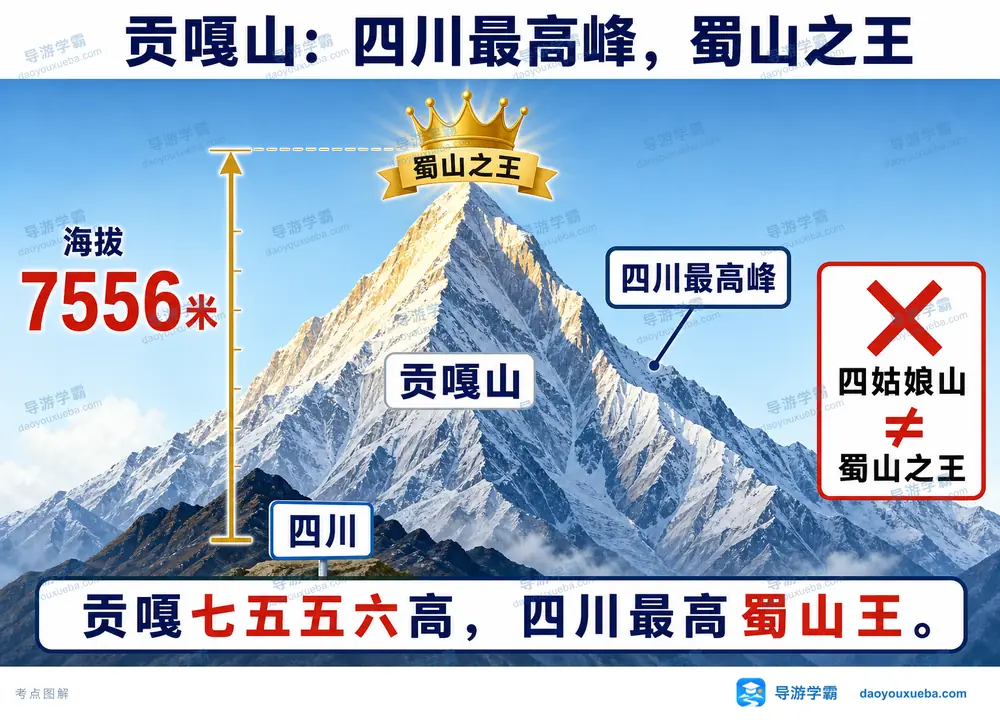 贡嘎山四川最高峰蜀山之王考点图（导游学霸·科四四川）