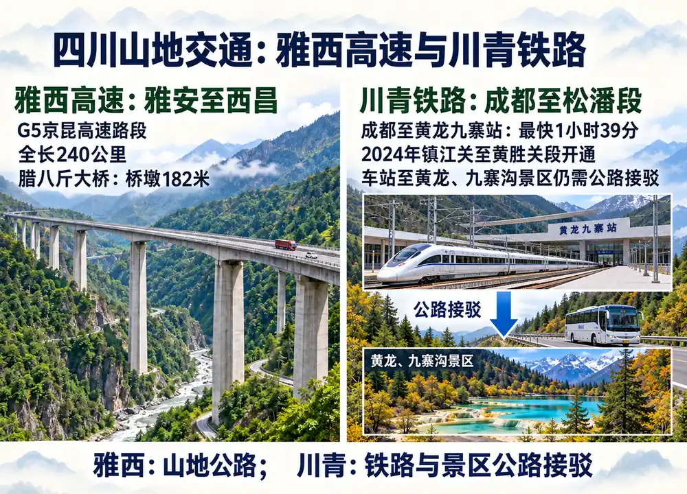 雅西高速与川青铁路考点图（导游学霸·科四四川）