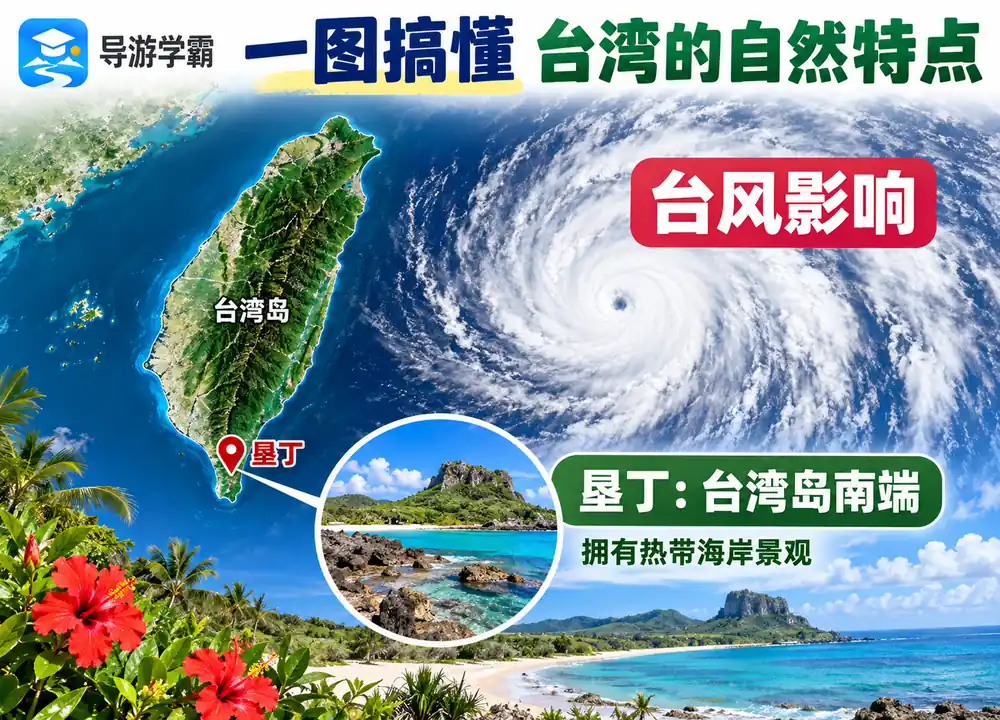 台湾台风影响与垦丁热带海岸考点图（导游学霸·科四台湾）