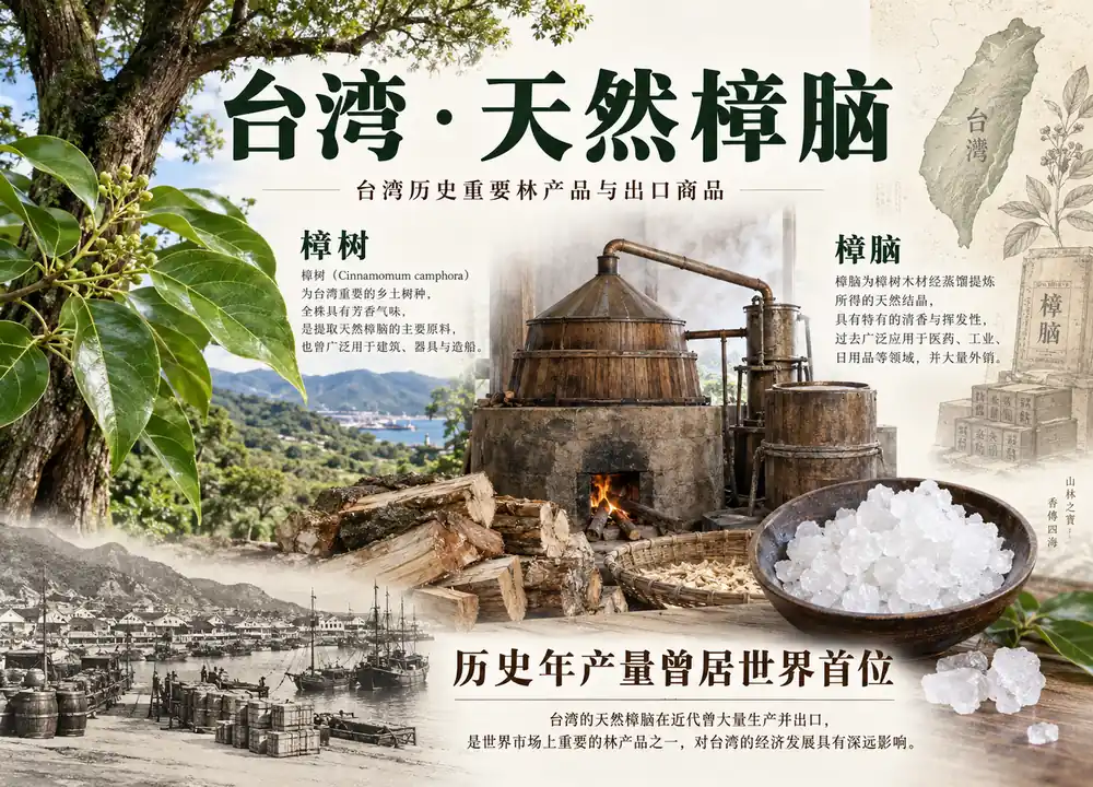 台湾天然樟脑历史产量与樟树考点图(导游学霸·科四台湾)