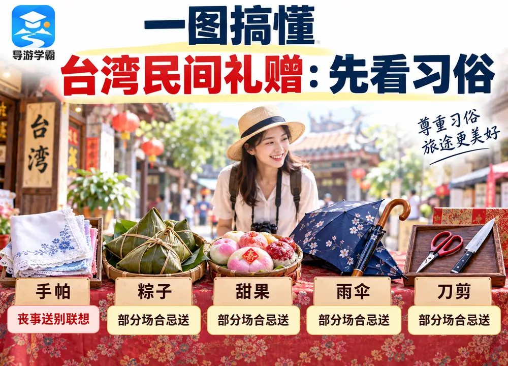 台湾民间礼赠禁忌手帕与谐音考点图(导游学霸·科四台湾)