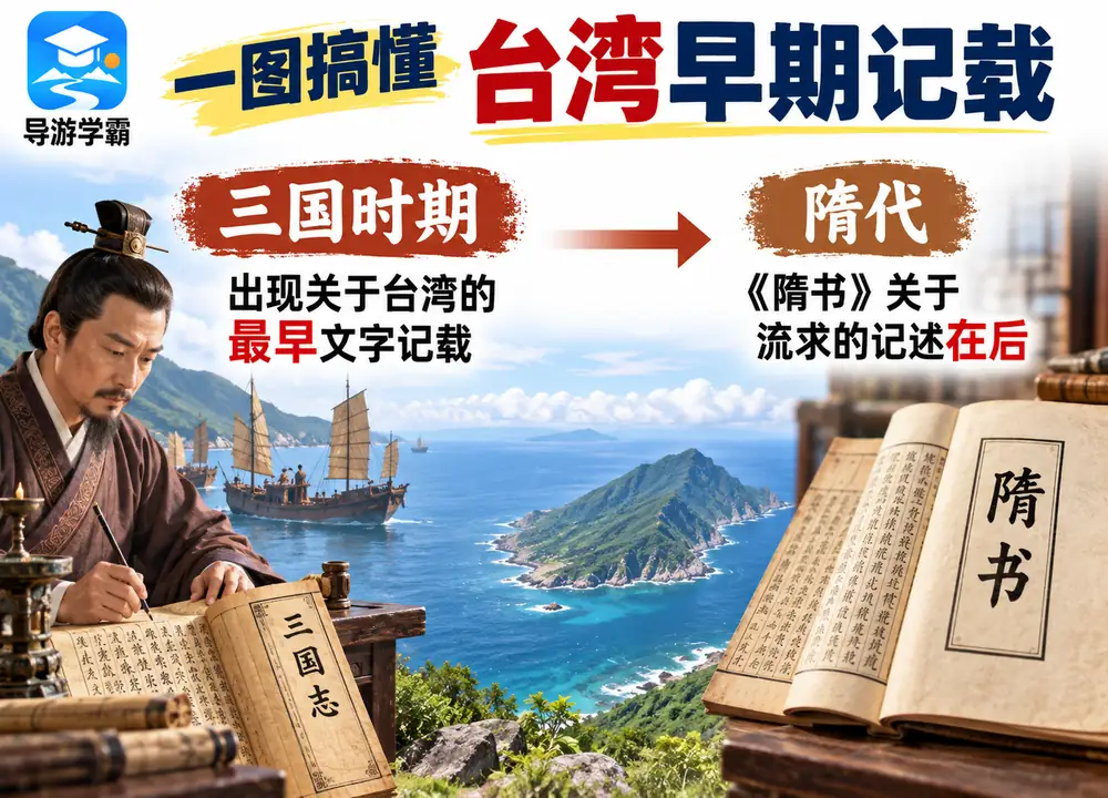 台湾早期文字记载三国与隋书考点图（导游学霸·科四台湾）