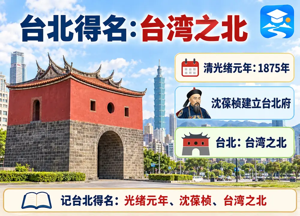 台北得名与沈葆桢建立台北府考点图（导游学霸·科四台湾）