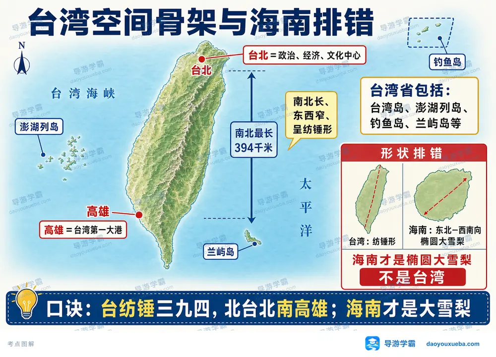 台湾空间骨架与形态考点辨析考点图(导游学霸·科四台湾)