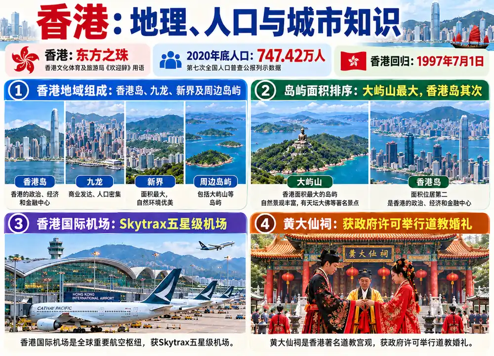 香港东方之珠大屿山与黄大仙祠考点图（导游学霸·科四香港）