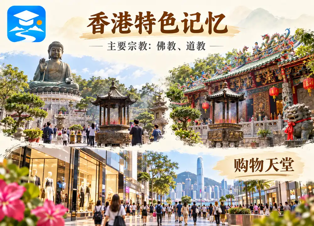 香港主要宗教佛道与购物天堂考点图（导游学霸·科四香港）