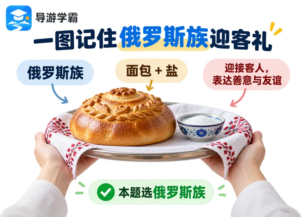 俄罗斯族面包和盐迎客礼考点图(导游学霸·科四新疆)
