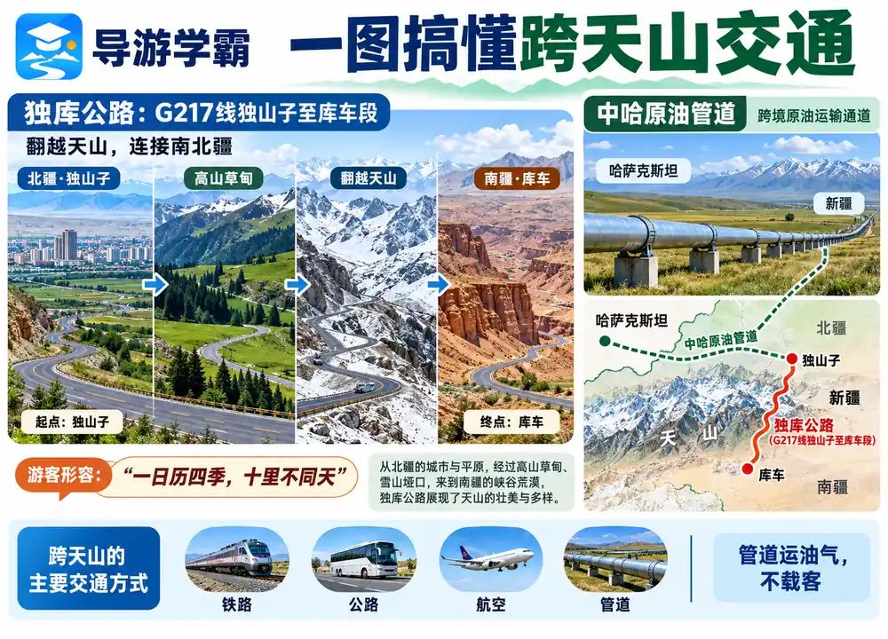 跨天山交通与独库公路考点图(导游学霸·科四新疆)