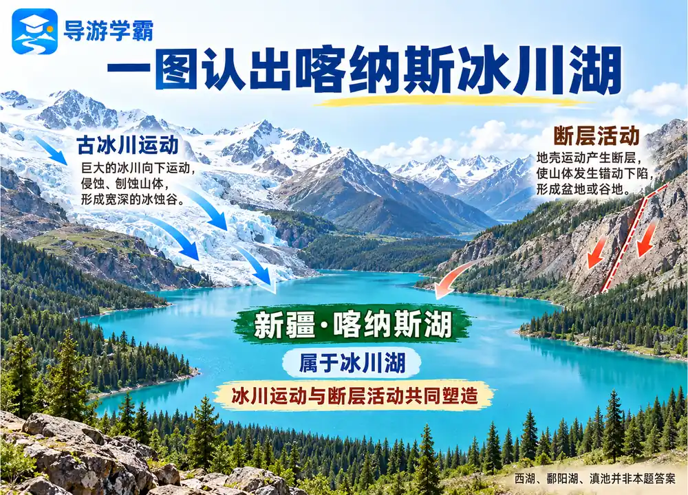 喀纳斯冰川湖成因与考点图（导游学霸·科四新疆）