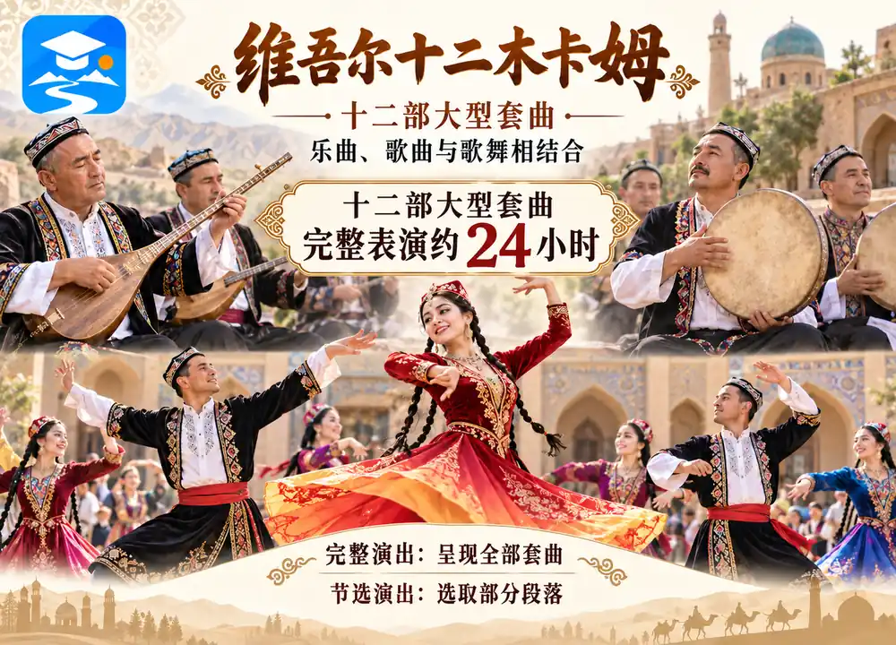 维吾尔十二木卡姆完整与节选演出考点图(导游学霸·科四新疆)