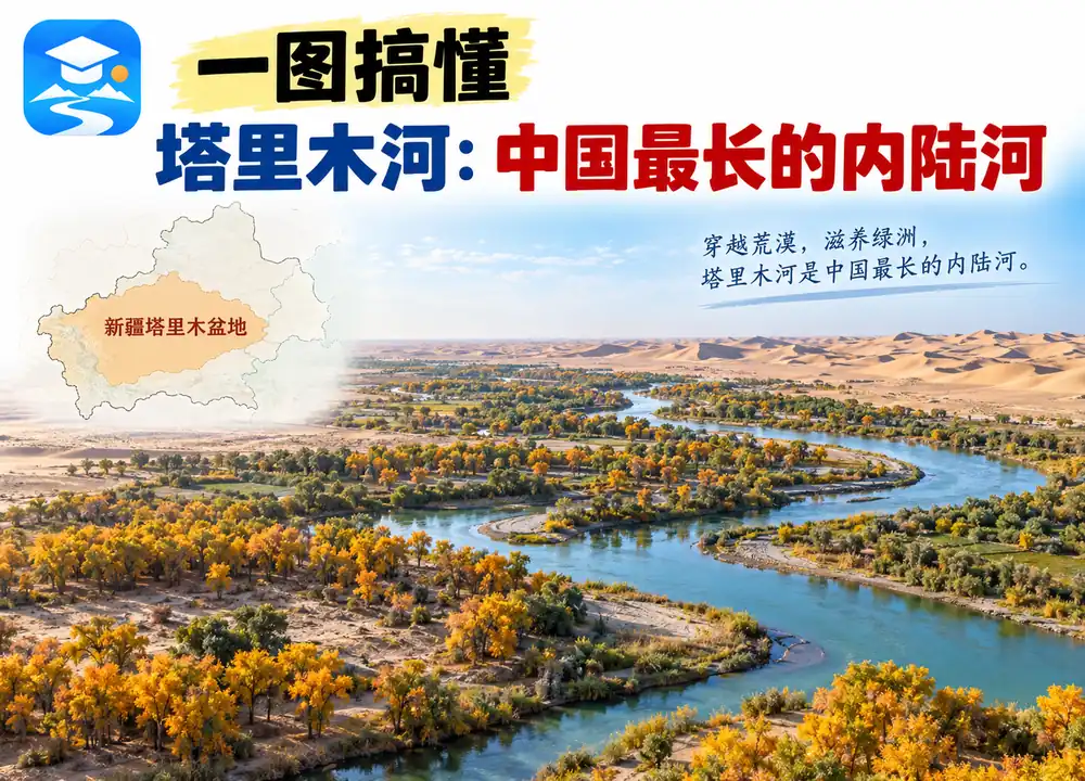 新疆塔里木河中国最长内陆河考点图（导游学霸·科四新疆）