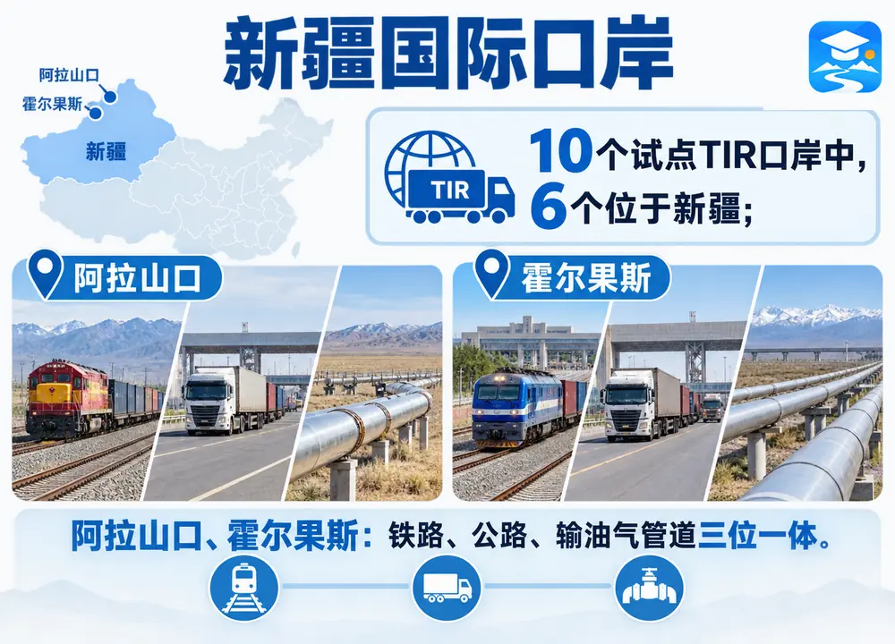 新疆国际口岸与TIR试点通道考点图(导游学霸·科四新疆)