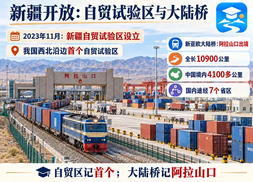 新疆自贸试验区与新亚欧大陆桥考点图（导游学霸·科四新疆）