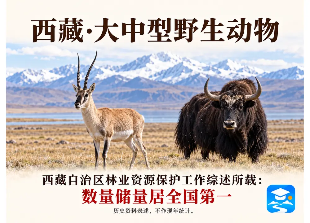 西藏大中型野生动物数量考点图(导游学霸·科四西藏)