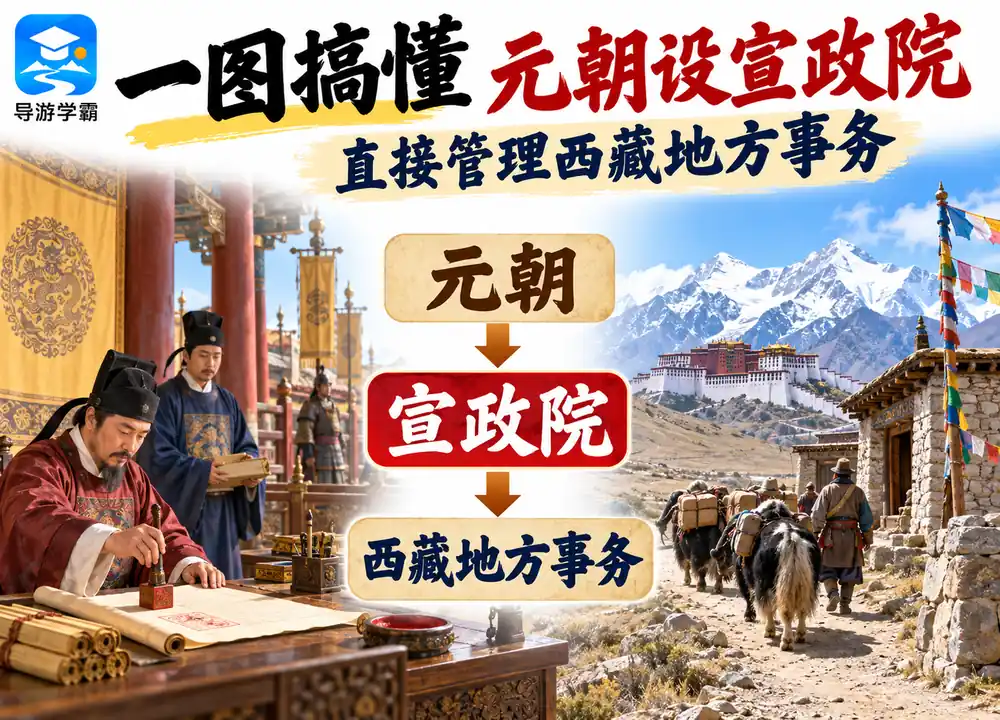 元朝设宣政院管辖西藏考点图（导游学霸·科四西藏）
