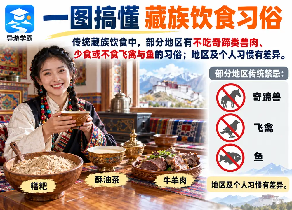 藏族传统饮食习俗与部分禁忌考点图（导游学霸·科四西藏）