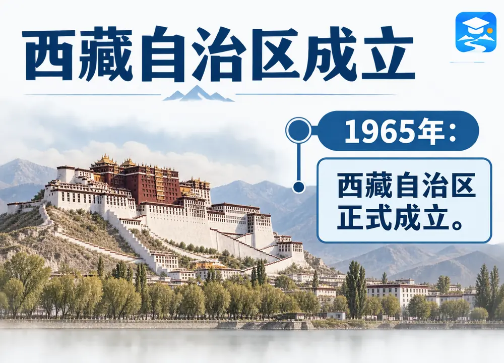 西藏自治区正式成立年份考点图（导游学霸·科四西藏）