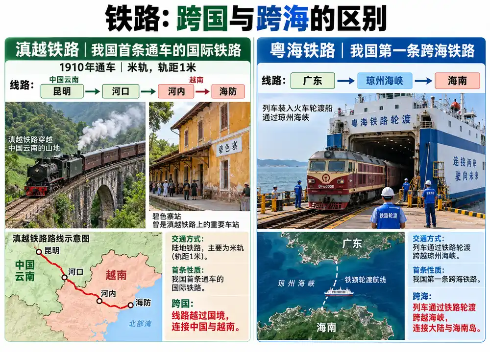 滇越铁路与粤海跨海铁路考点图（导游学霸·科四云南）