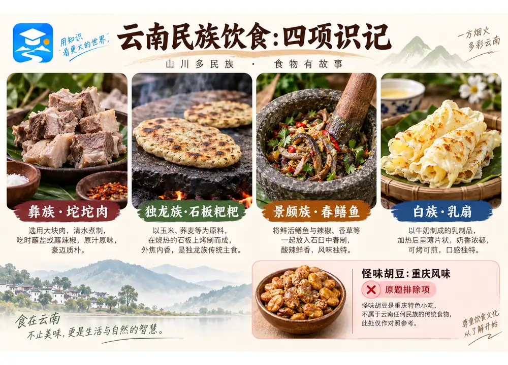 云南四民族特色饮食常考配对考点图(导游学霸·科四云南)