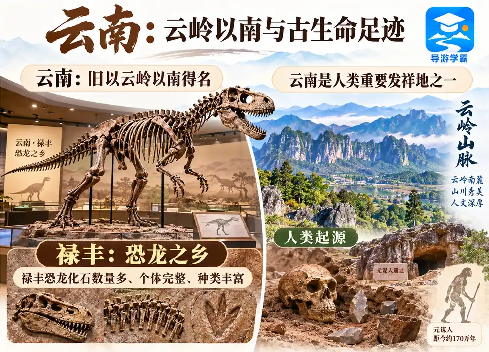云南地名由来与禄丰恐龙元谋人考点图(导游学霸·科四云南)