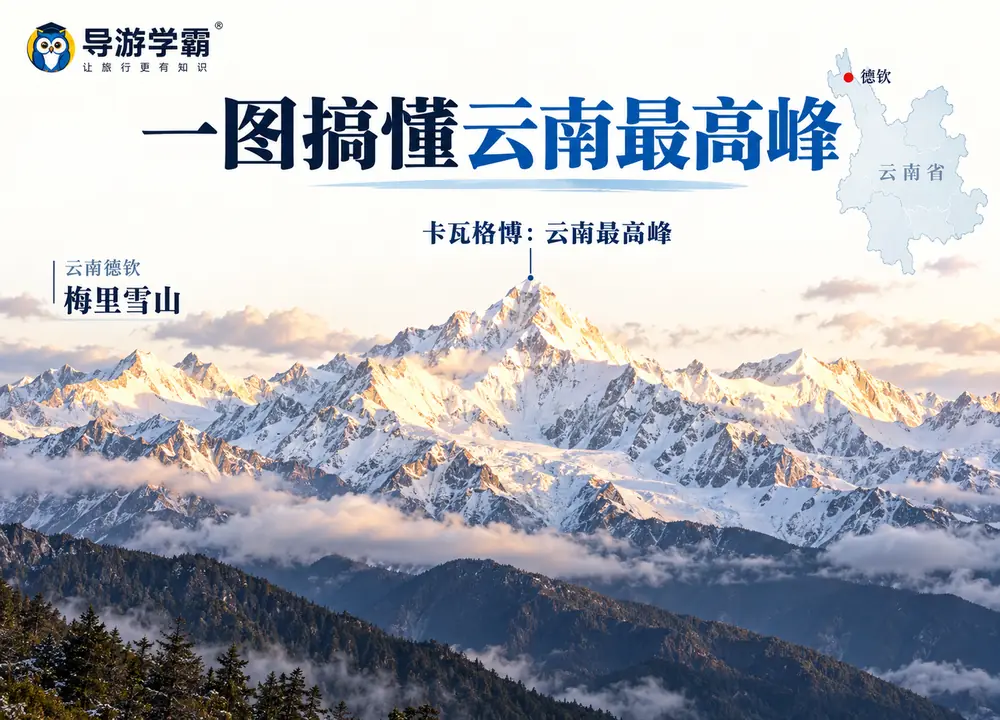 云南最高峰梅里雪山卡瓦格博考点图（导游学霸·科四云南）