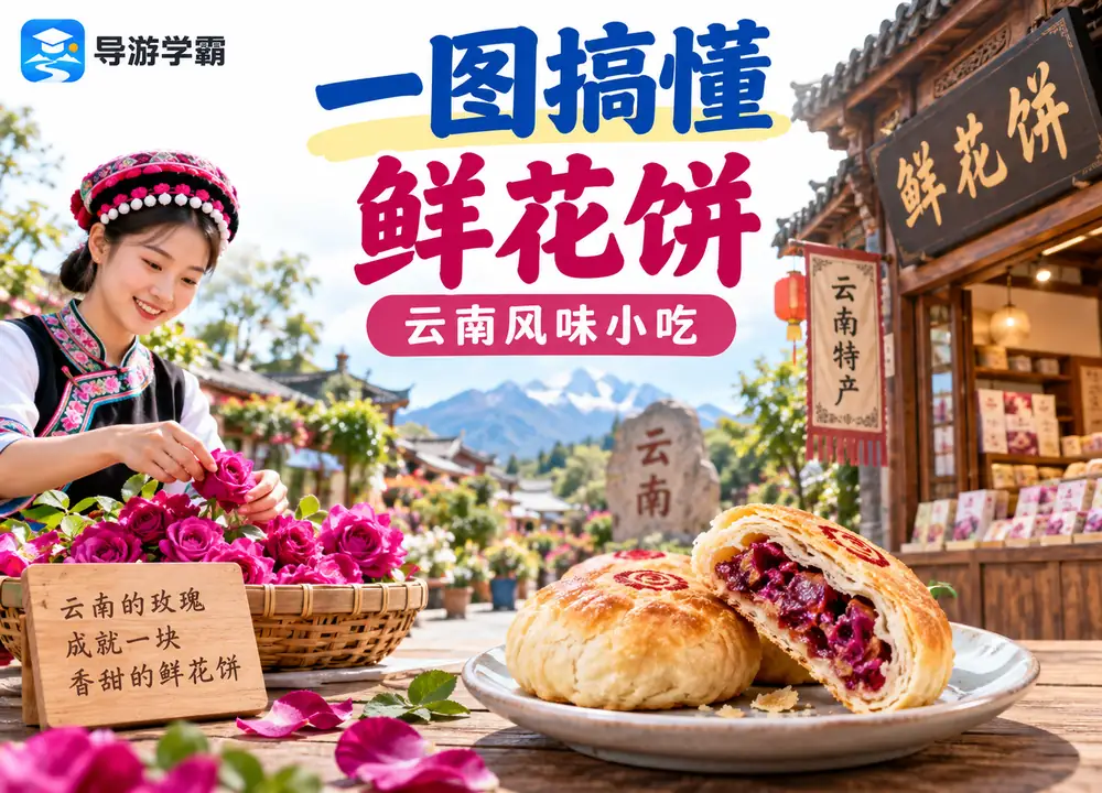 云南传统名点鲜花饼风味考点图(导游学霸·科四云南)