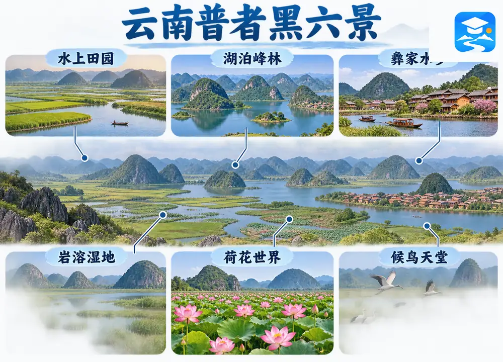 云南丘北普者黑六景核心考点图(导游学霸·科四云南)