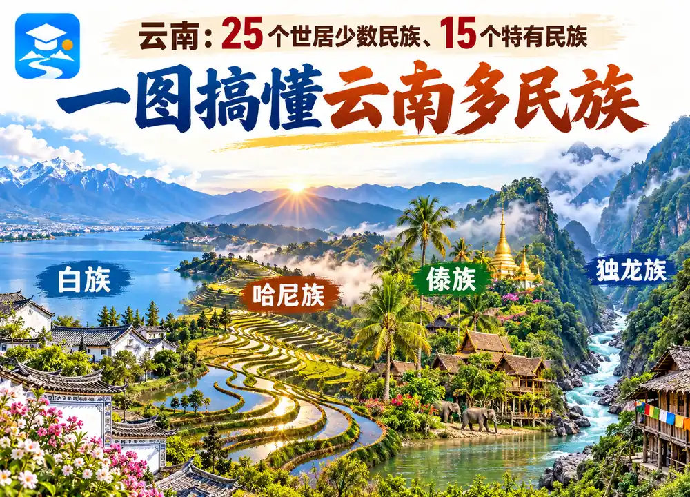 云南世居与特有民族核心考点图(导游学霸·科四云南)