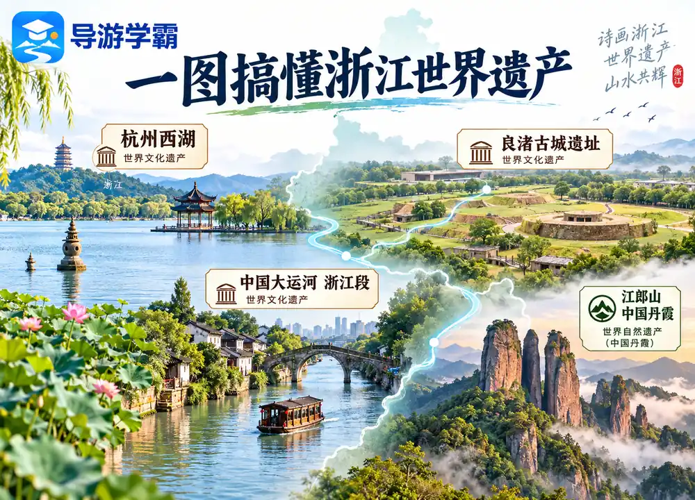 浙江世界遗产全景考点图(导游学霸·科四浙江)