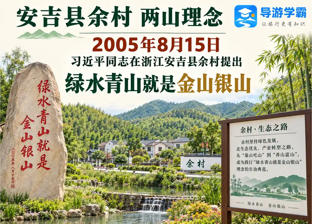 浙江安吉余村两山理念诞生地考点图（导游学霸·科四浙江）